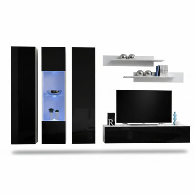 Set di parete design mensola soggiorno legno vetrina a sospensione mobile