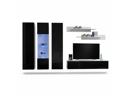 Set di parete design mensola soggiorno legno vetrina a sospensione mobile