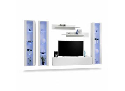 Mobile TV da soggiorno in legno con vetrina a sospensione design