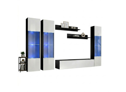 Parete soggiorno lusso set completo 6 pz vetrina sospesa moderna supporto TV