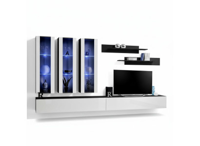 Mobili da parete Vetrina pensile Mobile TV da soggiorno Tavolino Porta TV Design moderno Set 7 pezzi.