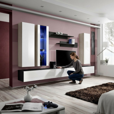 Mobile porta TV da parete di lusso in legno, design moderno, mobili nuovi per soggiorno.
