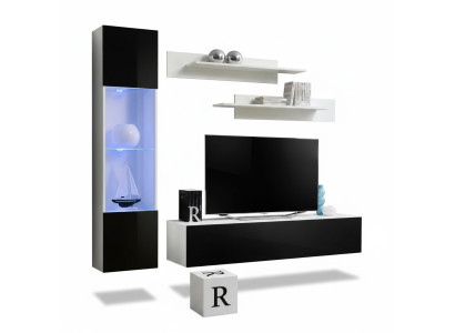 Set di mobili per soggiorno, parete attrezzata, supporto TV, design vetrina pensile, arredamento mobili