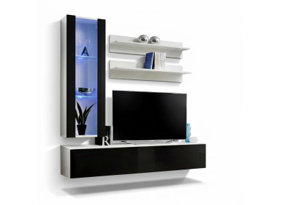 Design Vetrina a Sospensione Mensole Composizione Soggiorno Set 4 Pezzi Mobile Porta TV per Soggiorno.