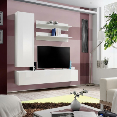 Arredamento di design, armadio da parete in legno bianco di lusso.