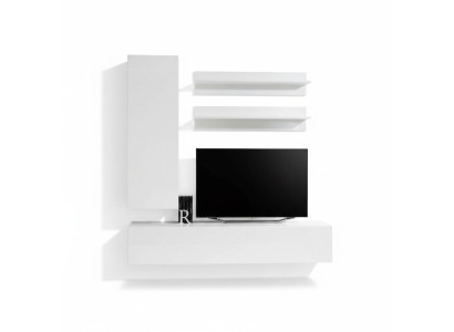 Arredamento di design, armadio da parete in legno bianco di lusso.