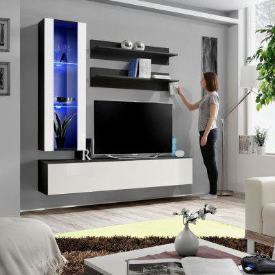 Parete attrezzata soggiorno mensola pensile armadio TV vetrina pensile scaffale in legno mobili nuovi.