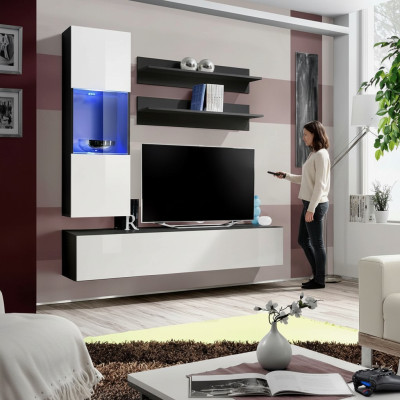 Set di parete attrezzata 4 pezzi. Soggiorno completo con TV stand, mensola da parete lusso moderna nuova.