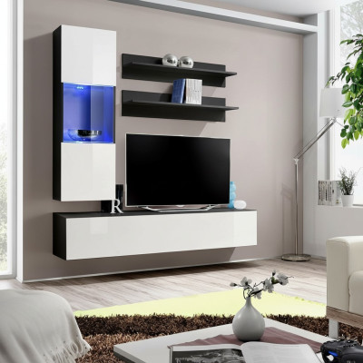 Set di parete attrezzata 4 pezzi. Soggiorno completo con TV stand, mensola da parete lusso moderna nuova.