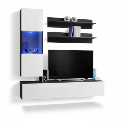 Set di parete attrezzata 4 pezzi. Soggiorno completo con TV stand, mensola da parete lusso moderna nuova.