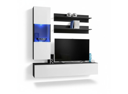 Set di parete attrezzata 4 pezzi. Soggiorno completo con TV stand, mensola da parete lusso moderna nuova.