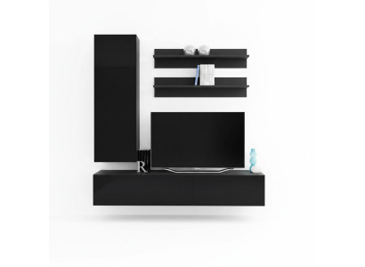 Lussuoso mobile TV moderno a parete, mobile basso, armadio a parete, mobili in legno per soggiorno, 4 pezzi. Nuovo