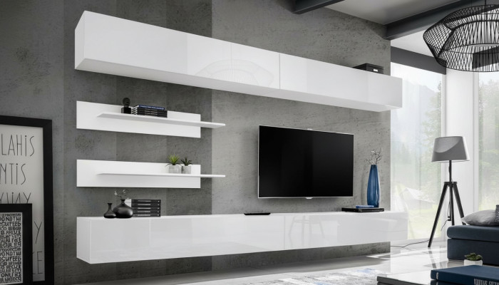 Scaffale componibile bianco soggiorno Set 6 pezzi Lusso Moderno Mobili in legno Mobile TV