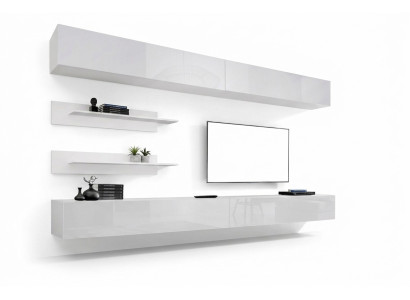Scaffale componibile bianco soggiorno Set 6 pezzi Lusso Moderno Mobili in legno Mobile TV