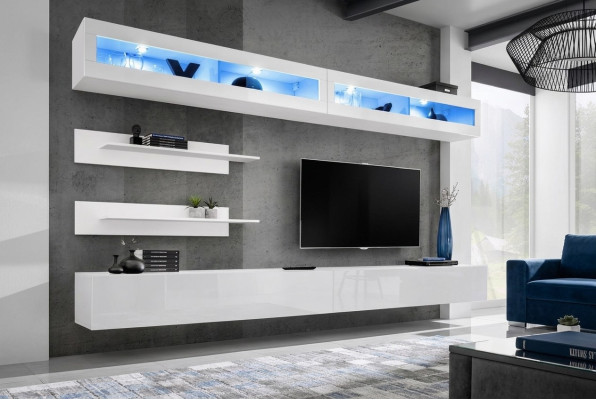 Set da soggiorno moderno 6 pezzi 2x mobile TV, armadio a parete di design in legno nuovo.