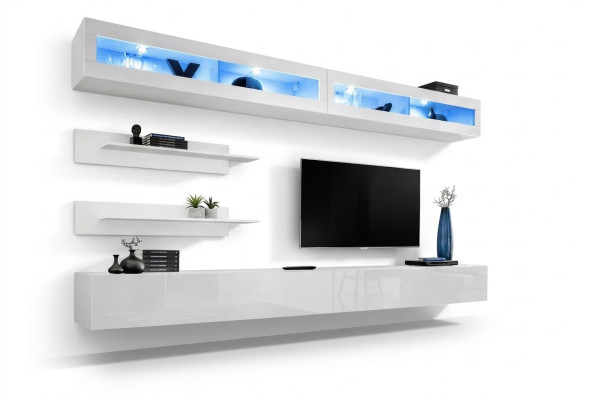 Set da soggiorno moderno 6 pezzi 2x mobile TV, armadio a parete di design in legno nuovo.