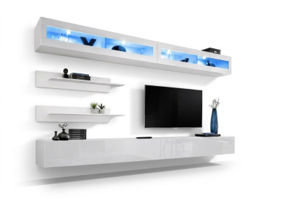 Set da soggiorno moderno 6 pezzi 2x mobile TV, armadio a parete di design in legno nuovo.