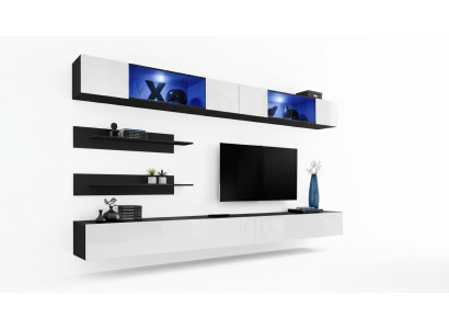 Mobili in legno parete attrezzata 2x pensile a parete mensole da parete design set arredo