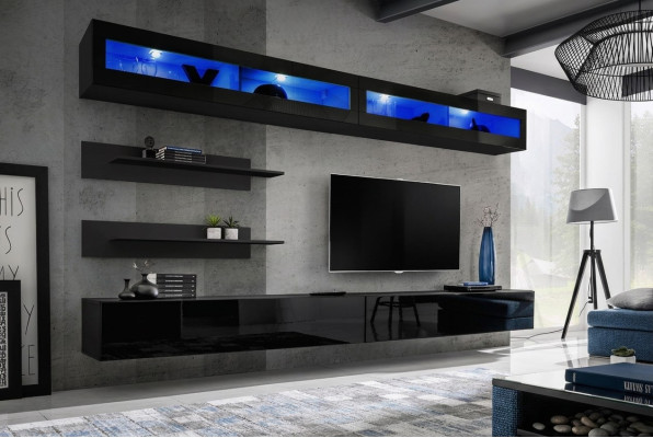 Soggiorno mobile a parete 2x set di mobili in legno mobile porta TV nuovo