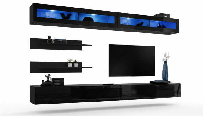 Soggiorno mobile a parete 2x set di mobili in legno mobile porta TV nuovo