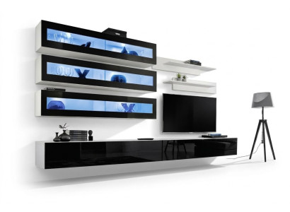 Bianco lussuoso soggiorno parete attrezzata mobili 3x armadio da parete supporto TV
