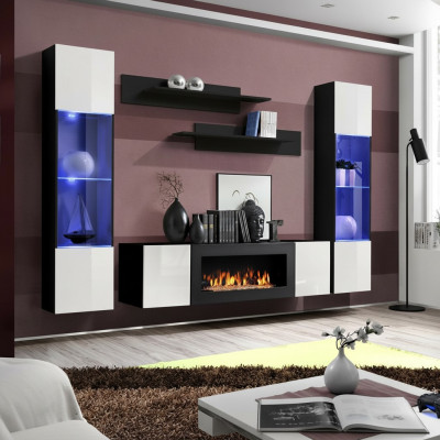 Mobile soggiorno di lusso moderno con design sospeso, credenza e arredamento.