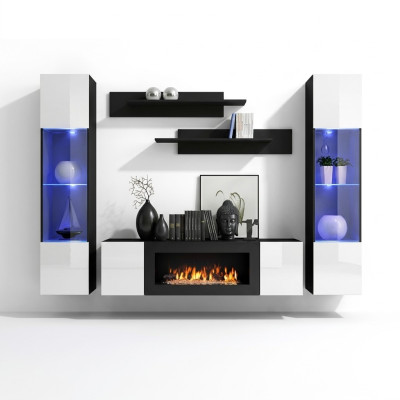 Mobile soggiorno di lusso moderno con design sospeso, credenza e arredamento.