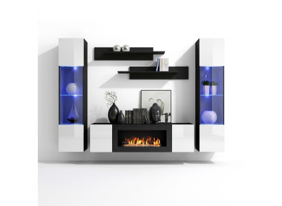 Mobile soggiorno di lusso moderno con design sospeso, credenza e arredamento.