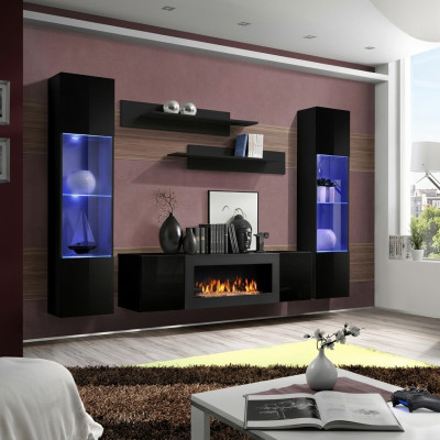 Designer Mobile TV nero in legno Vetrina appesa Scaffale di lusso Credenza a parete Regali