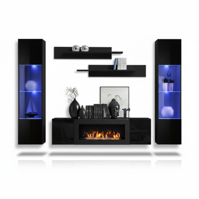 Designer Mobile TV nero in legno Vetrina appesa Scaffale di lusso Credenza a parete Regali