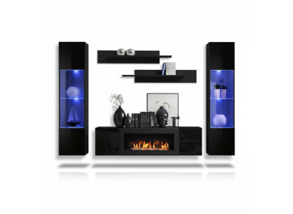 Designer Mobile TV nero in legno Vetrina appesa Scaffale di lusso Credenza a parete Regali