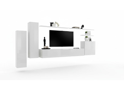 Soggiorno Set da parete per soggiorno 7 pezzi credenza mensola bianca mobile TV armadietto a parete