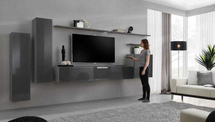 Set parete attrezzata completo, arredamento di lusso per soggiorno, mobile TV design.