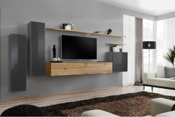 Designer parete attrezzata in legno di lusso per soggiorno, mobile TV, mensola a parete completamente nuova.