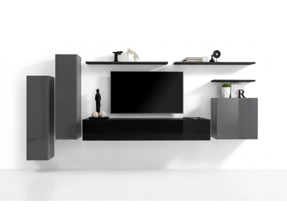 Salotto di lusso con mobili design moderni Grigio parete attrezzata Porta TV Mensola a muro