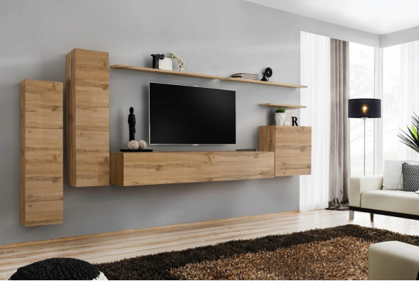 Marrone parete attrezzata arredamento moderno soggiorno mensole design nuovo supporto TV.