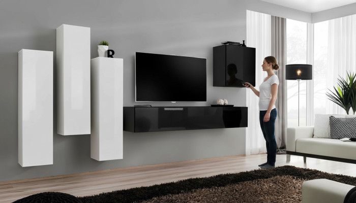 Composizione lussuosa di armadietti da soggiorno, mobile TV moderno, mobili in legno, design.