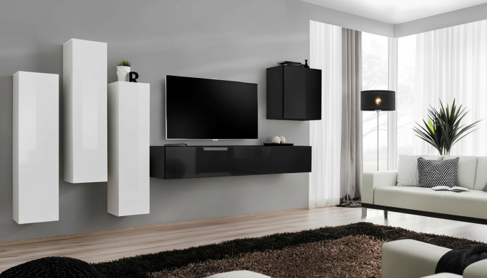 Composizione lussuosa di armadietti da soggiorno, mobile TV moderno, mobili in legno, design.