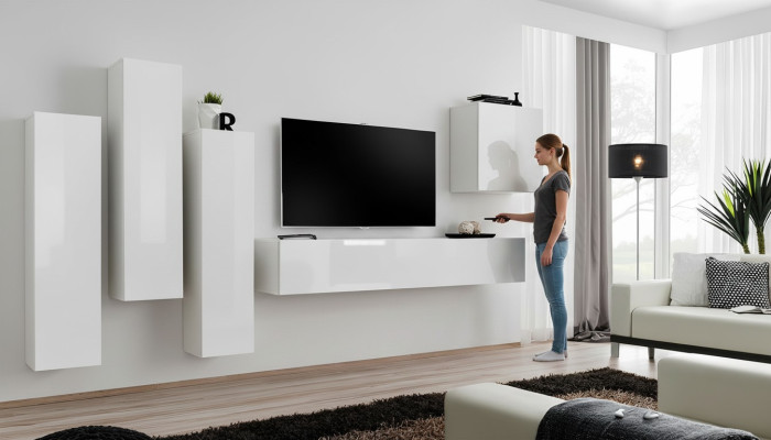 Soggiorno Set di lusso in bianco armadio parete in legno mobile tv stand