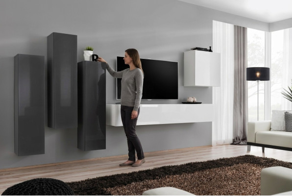 Set soggiorno parete attrezzata armadio a muro porta TV composizione di design mobili nuovi