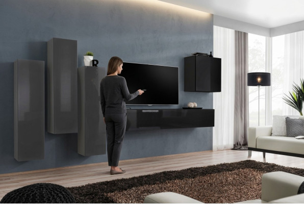 Design parete attrezzata TV supporto a parete 3x armadio credenza armadio mobili di lusso