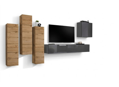 Set di lusso parete attrezzata 5 pezzi. Arredamento soggiorno rtv mobile TV Grigio