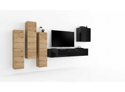 Mobile a parete Mobile a muro Mobile TV Arredamento soggiorno Supporto TV Moderno Nero