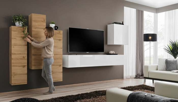 Parete attrezzata soggiorno armadio a muro credenza arredamento supporto TV moderno