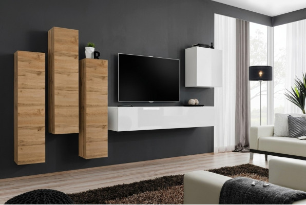 Parete attrezzata soggiorno armadio a muro credenza arredamento supporto TV moderno