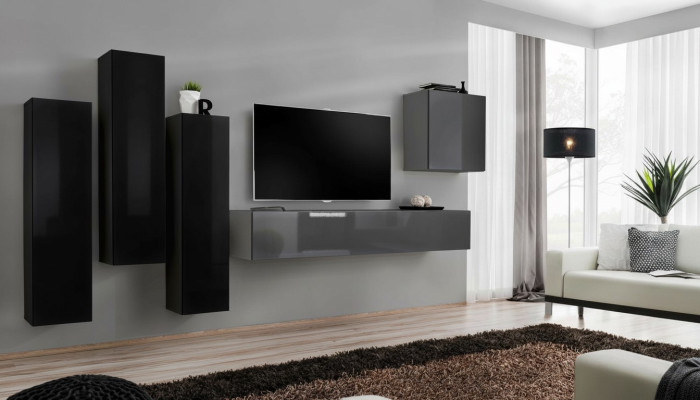 Grigio supporto TV credenza lusso parete attrezzata arredamento soggiorno moderno completo