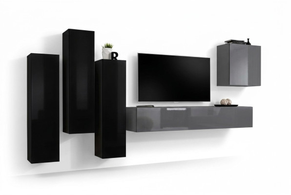 Grigio supporto TV credenza lusso parete attrezzata arredamento soggiorno moderno completo