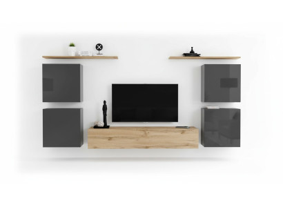 Mobile soggiorno di lusso completo 7 pezzi Mensola da parete design marrone Soggiorno Staffa per TV