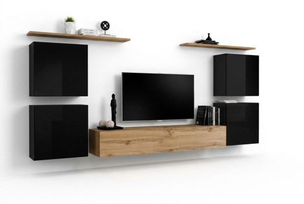 Mobile parete Armadio Scaffale da parete Legno Mobili da soggiorno Supporto TV Design Credenza