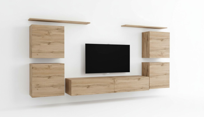 Mobile parete di design Scaffale Soggiorno in legno. Stand TV. Mensole da parete. Nuovi mobili in legno.